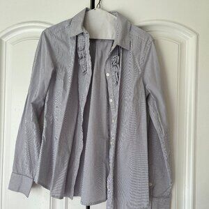 Banana Republic Ruffle Placket Pinstripe Dress Shirt Sz Medium